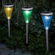 Set med 3 multifärgade solcellslampor
