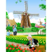 Trädgårdsmålning - holländskt motiv i färg