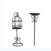 Mini-trädgård fågelbur / fågelbad - rostfärgade