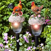 Solcellslampor tupp och höna