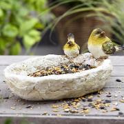 Fågelmatsskål med småfåglar